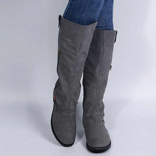 European And American Flat Zipper Women Boots