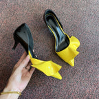 Patent Leather Ruffled Stiletto Pointed Pumps