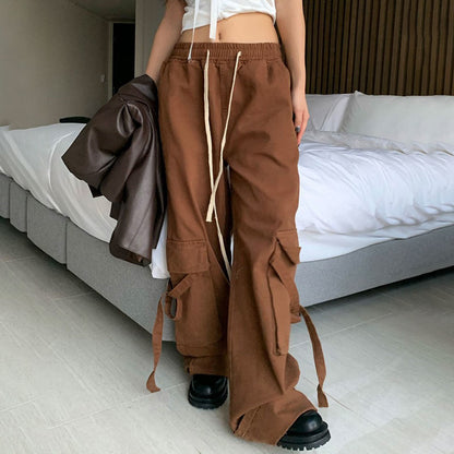 Ins Ribbon Workwear Casual Pants