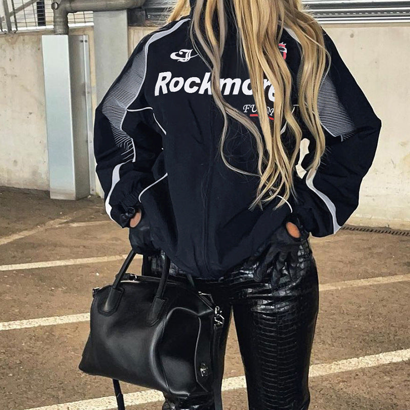 Women's Street Fashion Motorcycle Print Jacket