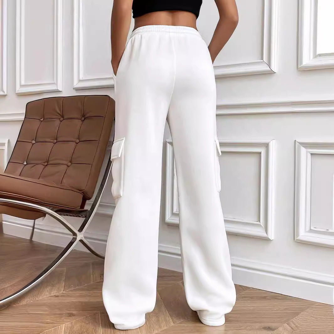 All-matching Solid Color Straight Wide Leg Sweatpants