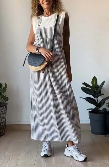 Summer Women's Fashion Striped Overall Dress