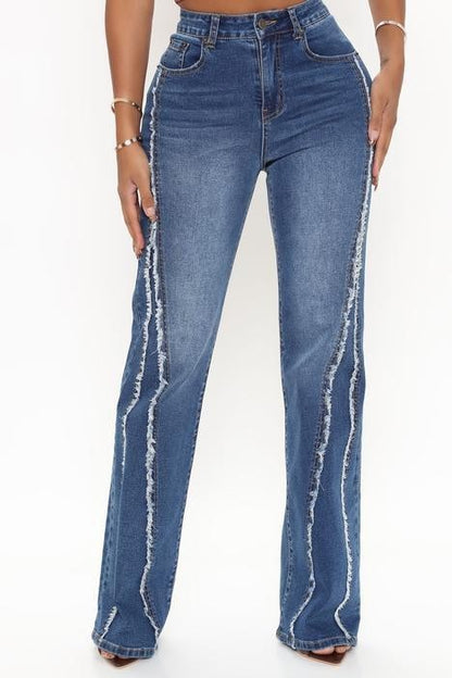 Women's Fashion High Waist Straight Jeans