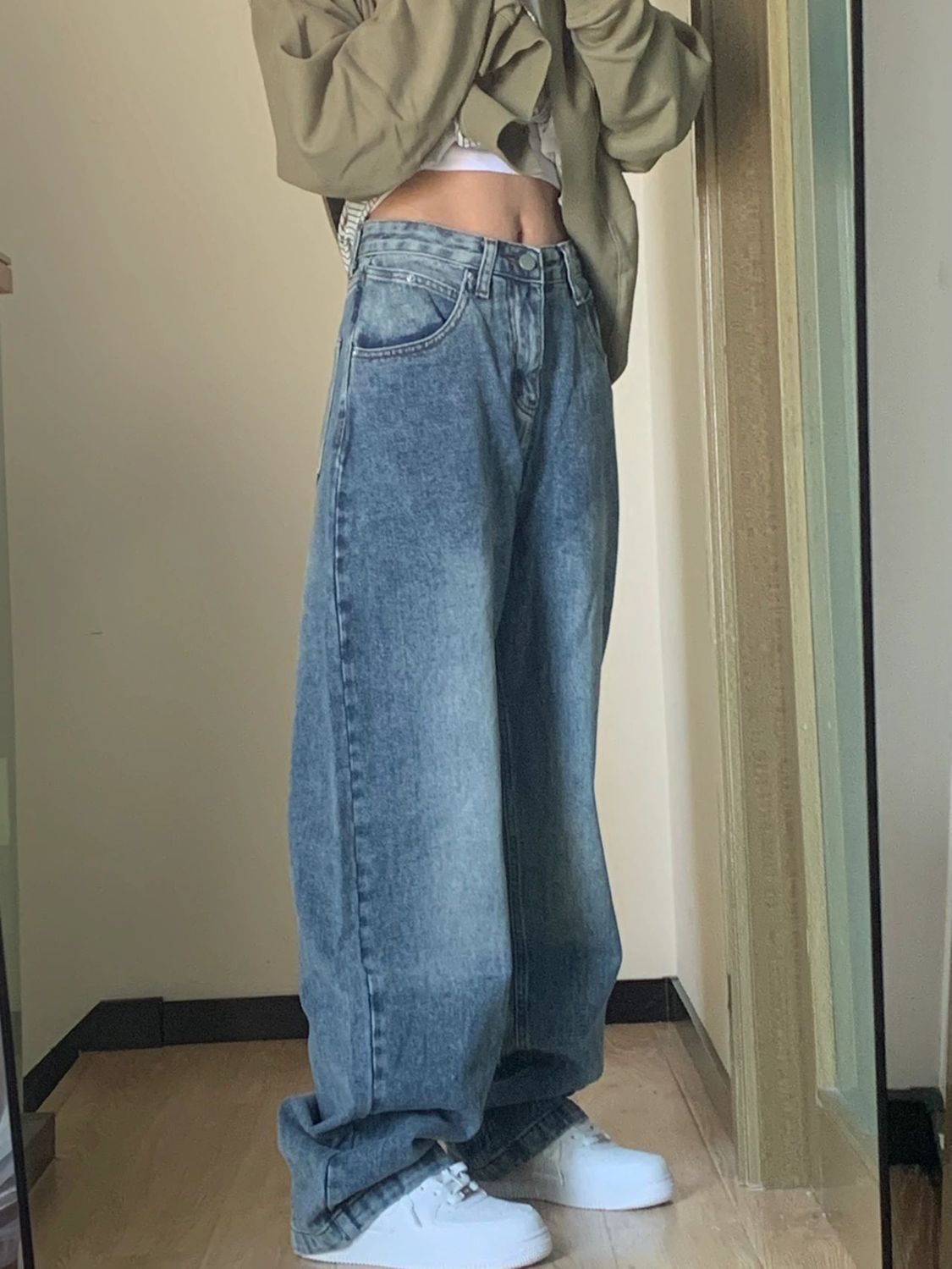 Plus Size High Waist Wide Leg Jeans For Women