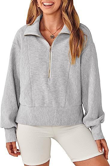 Women's Half Zipper Pullover Long Sleeve Sweater