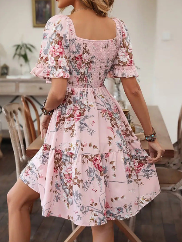 Women's Fashion Printed Short Sleeve Dress