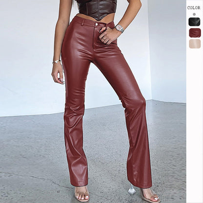 Fashion New Women's High Elastic PU Leather Pants