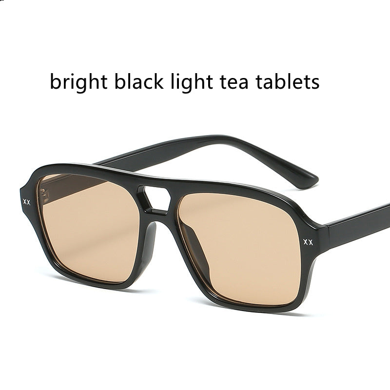 Retro Double Bridge Polygonal Sunglasses