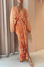 Solid Color Pleated Elastic Waist Dress