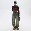 Retro Nostalgic Loose Wide-leg Jeans High Waist Slimming Drooping Straight Mop Pants