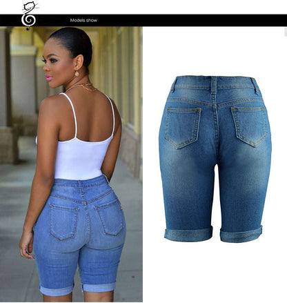 Hand-worn trendy personality denim shorts