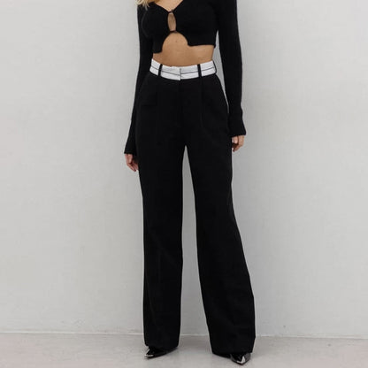 Fashion Simple Contrast Color Wide-leg Pants