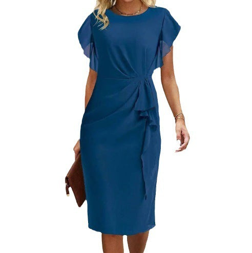 Ladies Chiffon Pure Color Elegant Socialite Dress