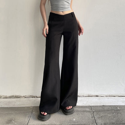 V-shaped Waist Head Draped Suit Wide Leg Casual Trousers