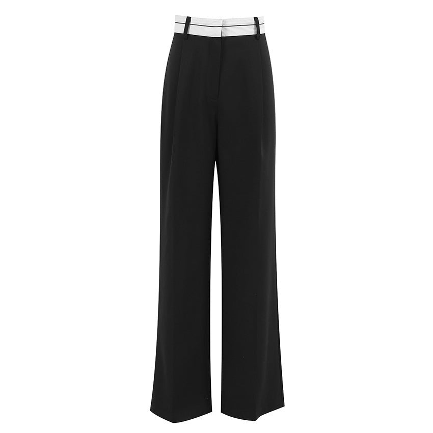 Fashion Simple Contrast Color Wide-leg Pants