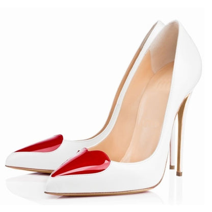 Red Love Pointed High Heels Stiletto Pumps Single Shoes