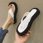 Summer New Cool Slippers Women Clip Feet Thick Sole