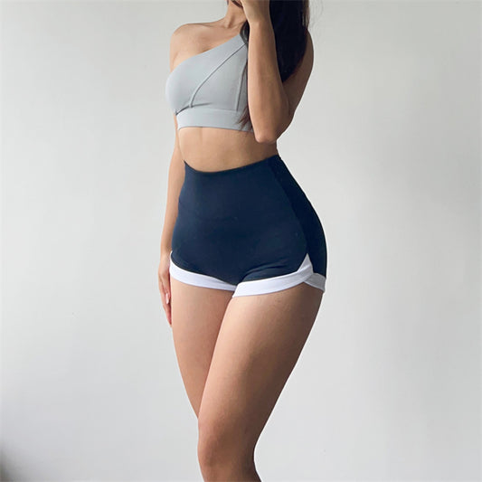 Women's Color Matching Sports Shorts High Waist Tight