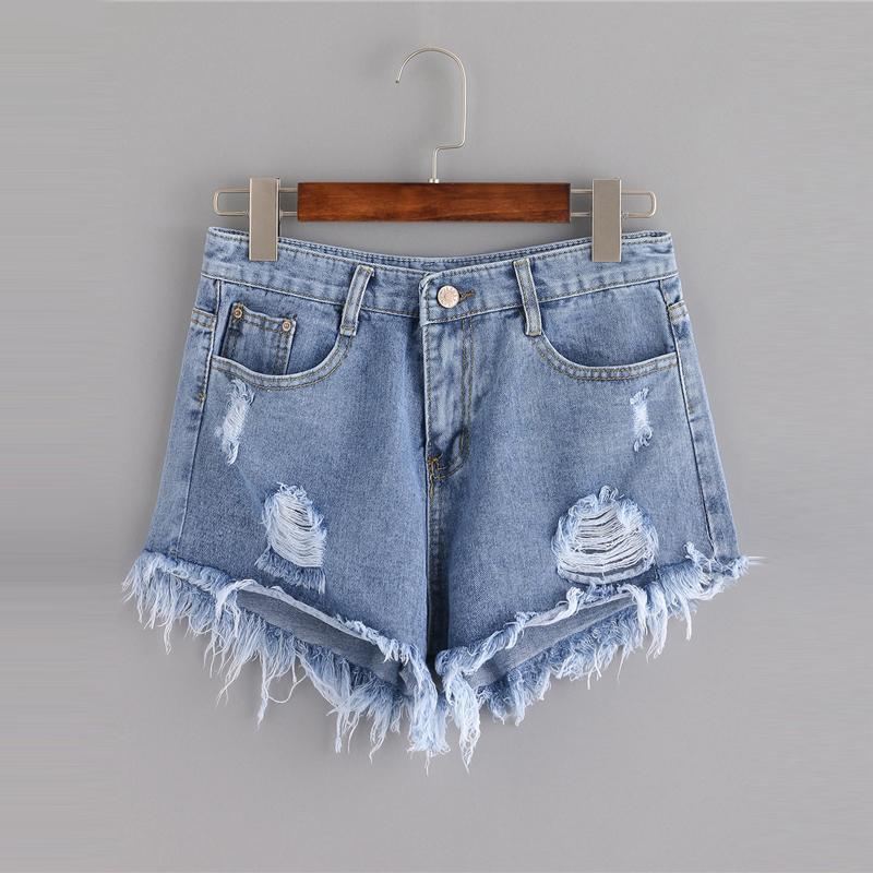 Distressed Tassel Denim Shorts