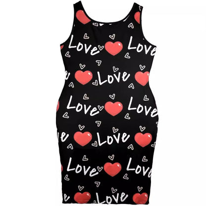 Letter Print Fashion Sleeveless Dress Women