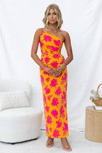 Fashionable Elegant Slant Shoulder Tight Side Split Backless Dress