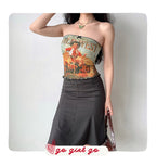 Short Print Tube Top Flat Mouth Wrapped Chest Outer Wear Vest