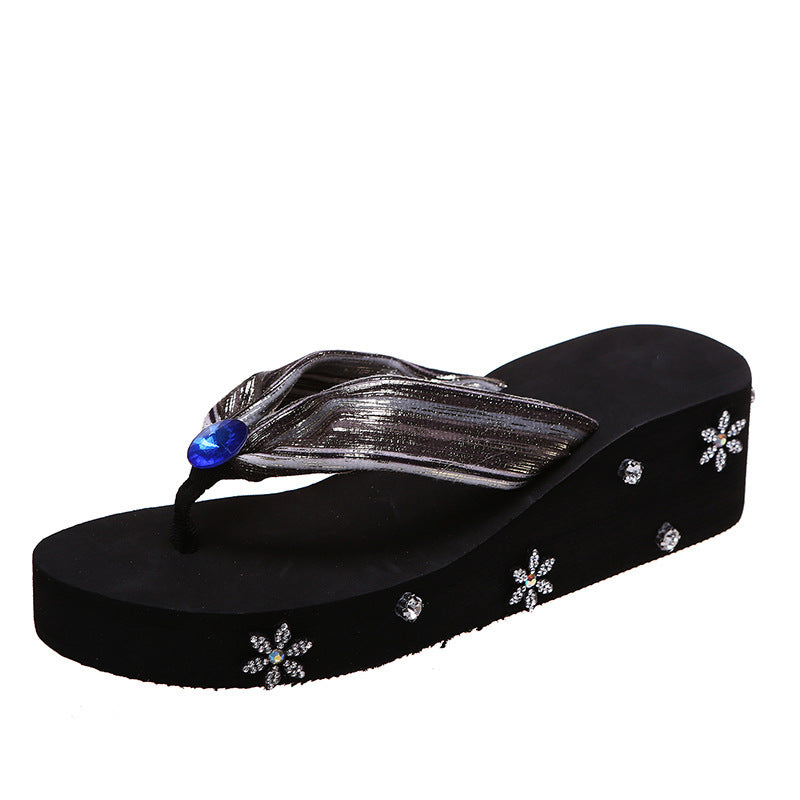 Thong Sandals Women Slippers With Rhinestones Flip Flops Boho Beach Shoes