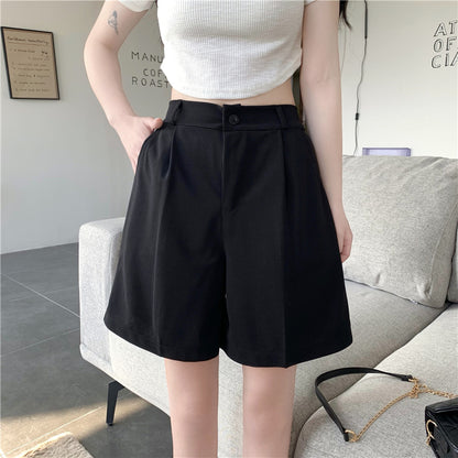 Women's Retro Straight Wide Leg High Waist Shorts