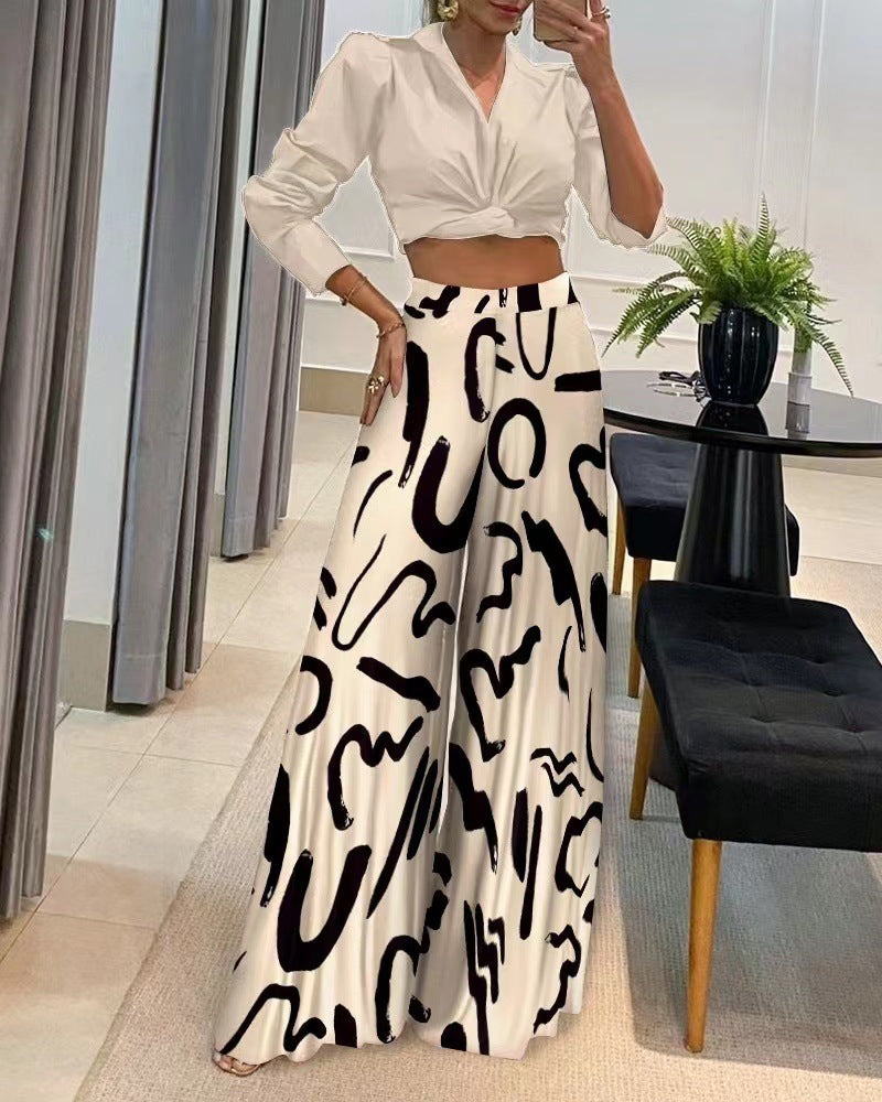 Fashion Casual Printing Wide Leg Pants