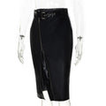 Hip Split Leather Skirt
