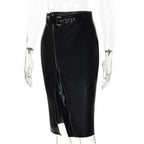 Hip Split Leather Skirt