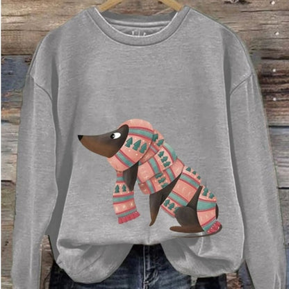 Round Neck Print Sweatshirt Autumn And Winter Casual Versatile Long Sleeves Women