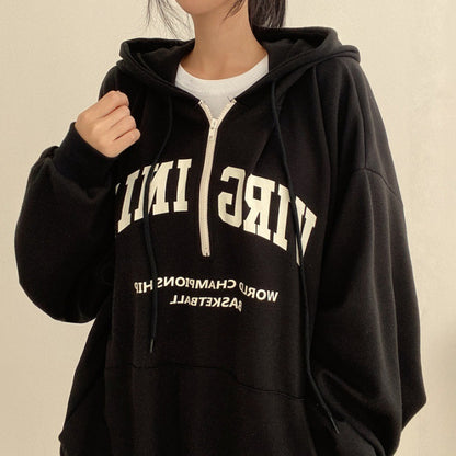 Casual Letters Hooded Pullover Women