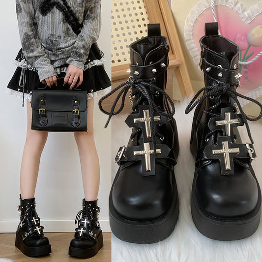 Black For Women Punk Platform Martin Boots