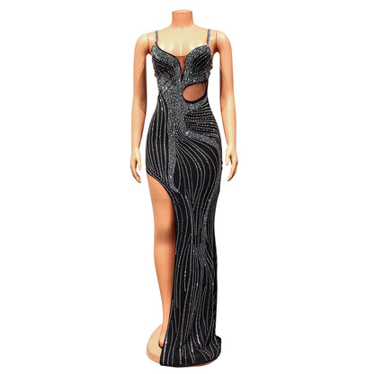 Women's Mesh Rhinestone Night Club Slip Dress