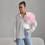 Fashion Polo Collar Mesh Bow Tie Shirt