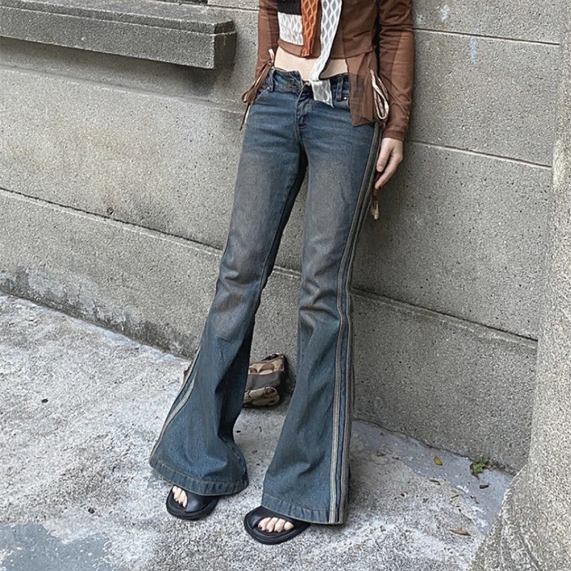 High Street Vintage Striped Jeans Woman