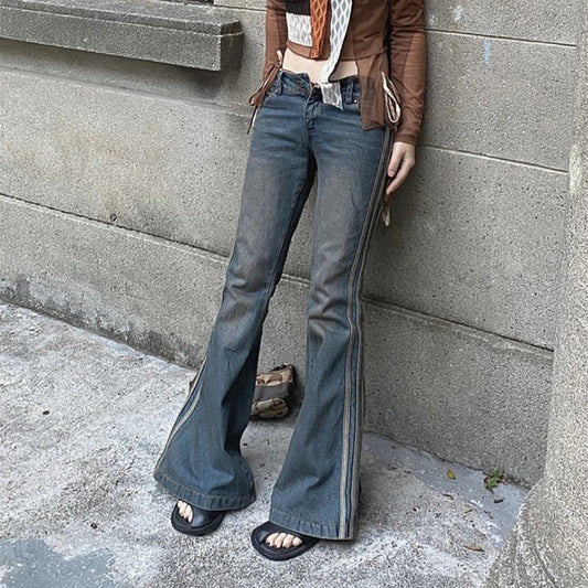 High Street Vintage Striped Jeans Woman