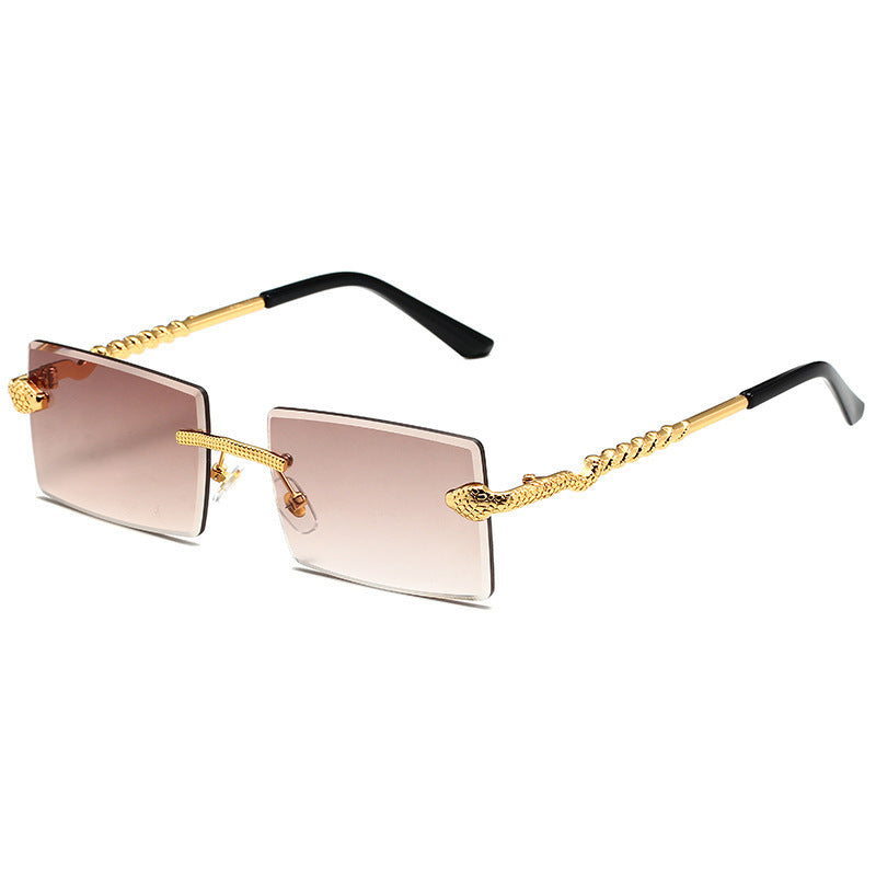 New Snake Shaped Metal Cut Edge Sunglasses For Women