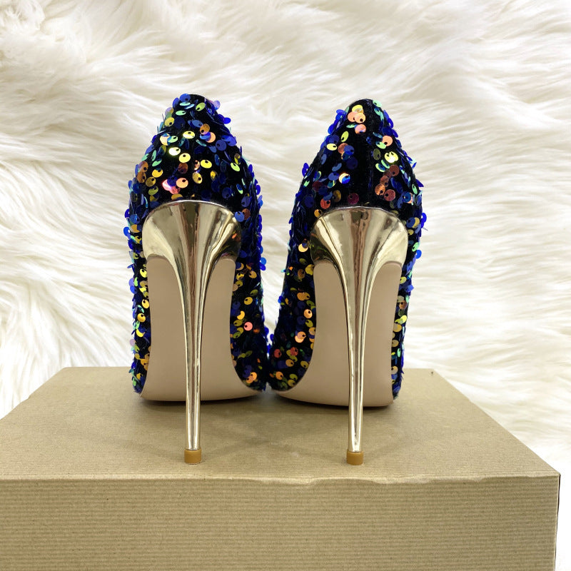 Colorful Beads Celebrities Pointed Stiletto Pumps High Heels