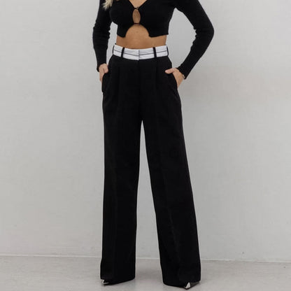 Fashion Simple Contrast Color Wide-leg Pants