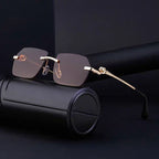 Frameless Trimming Leopard Sunglasses