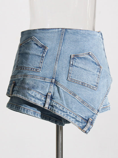 Personalized Women's Denim Stitching Shorts