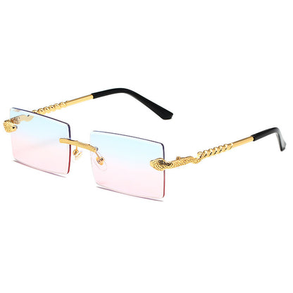 New Snake Shaped Metal Cut Edge Sunglasses For Women