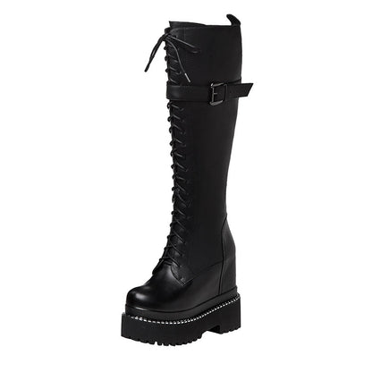 Black inner heightened Martin boots heel