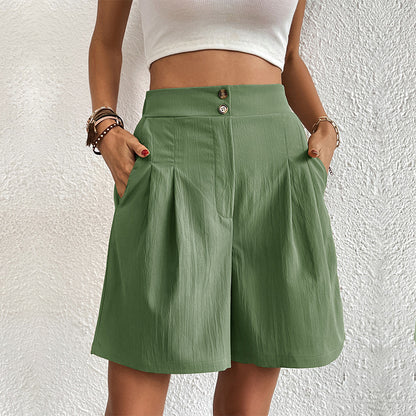 Loose European And American Leisure Women's High Waist Wide Leg Shorts