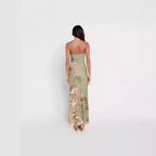 Women's Retro Personalized Floral V-neck Slightly Transparent Dress