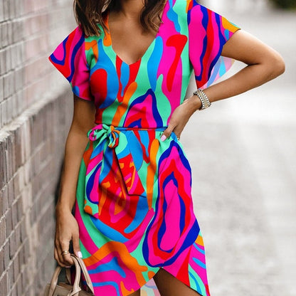 Summer Commuter Mid-waist Printing Dress