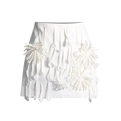 High Waist Slimming Jacquard Tassel Design Skirt