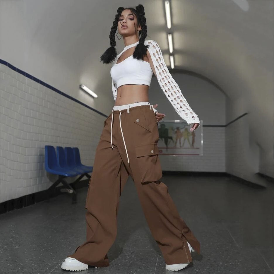 Fake Two-piece Pocket Zipper Casual Pants